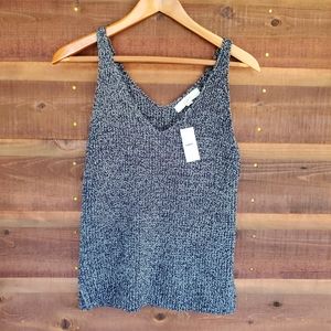 LOFT Marled Gray Knit Sweater Tank Top Size XS